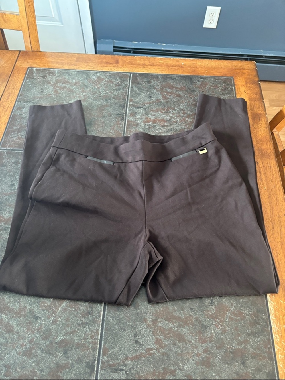 Anne Klein Chocolate Brown Stretch Waistband Pants